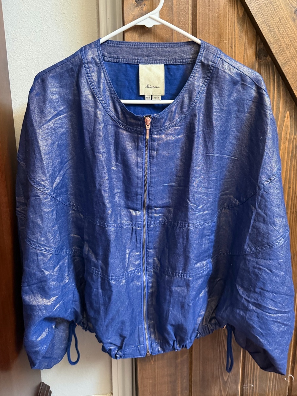 NWOT Elevenses Anthropologie Oversized Linen Blend Jacket Sz XS/S Toggle Waist